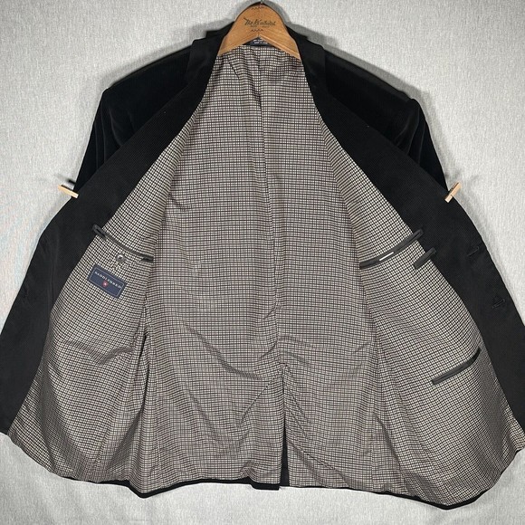 NWT Saddlebred 44R Corduroy Cotton Sport Coat Blazer Jacket Solid Black 2 Button - Picture 7 of 10